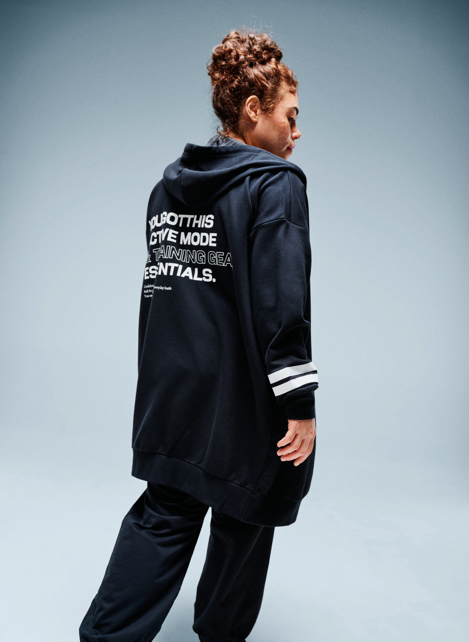 ZizziLange sweatvest met printdetails, Zwart, Image image number 0