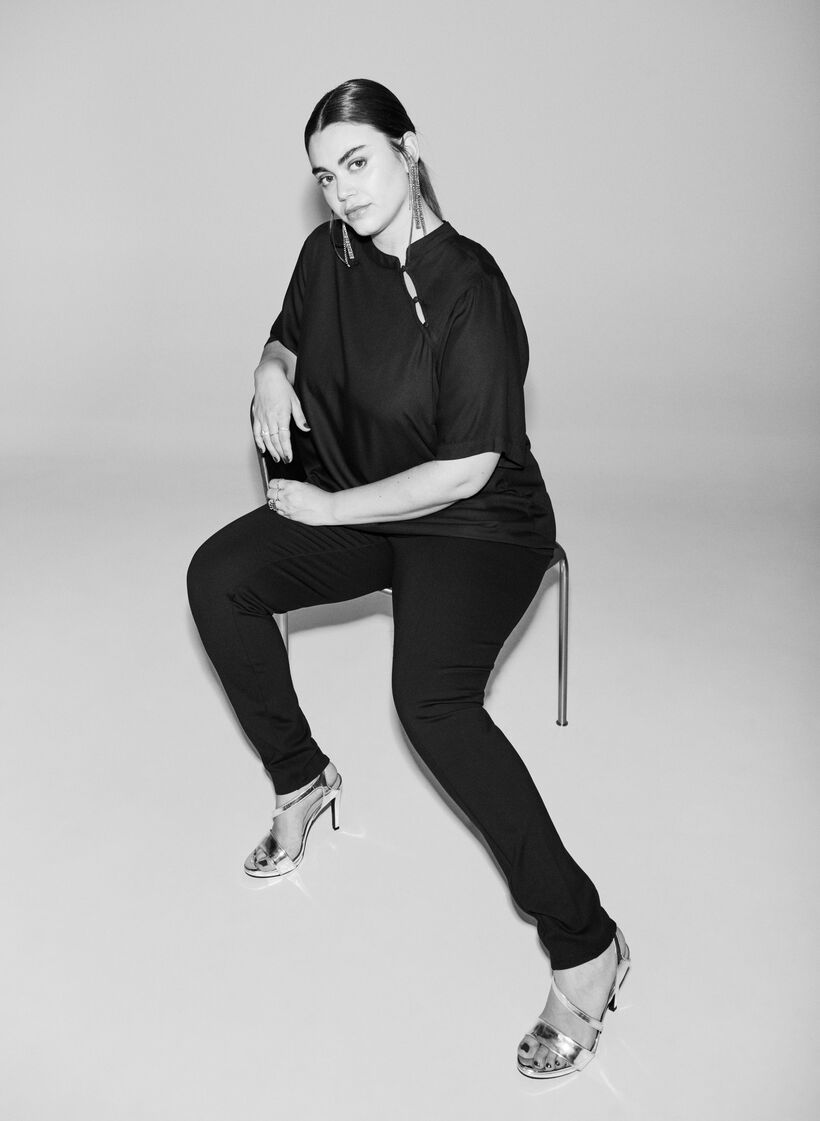 Legging met breed elastiek in de taille, Zwart, Image