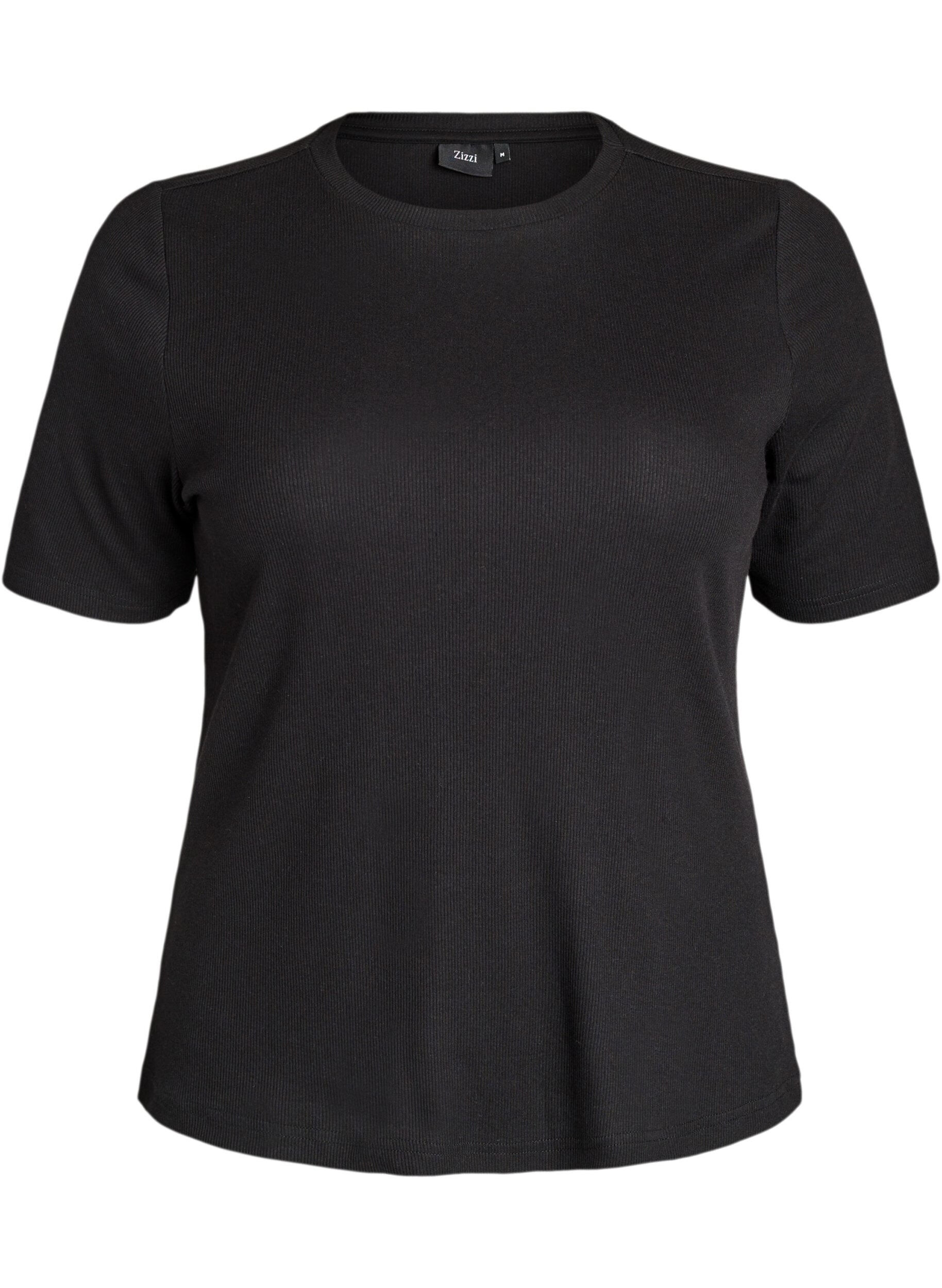 Basic rib T-shirt met ronde hals