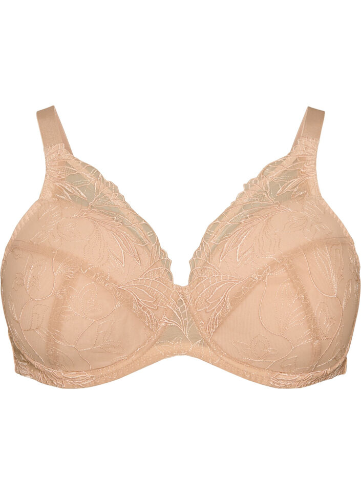 Gewatteerde kanten beha met beugel, Beige, Packshot image number 0