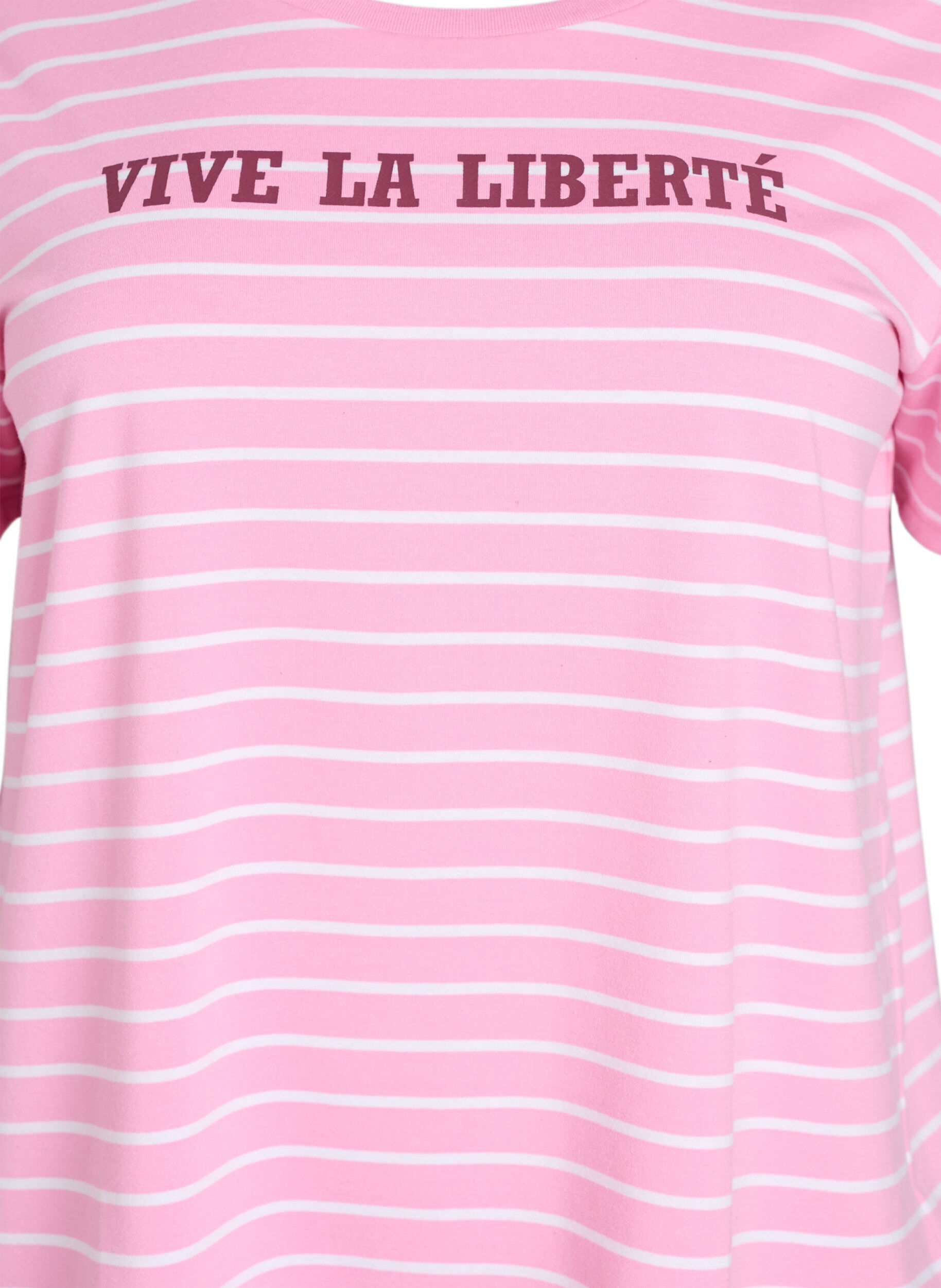 ZizziGestreept T-shirt met tekstprint, Roze, Packshot image number 2