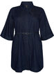 Denimjurk met riem en 3/4-mouwen, Blauw, Packshot image number 0
