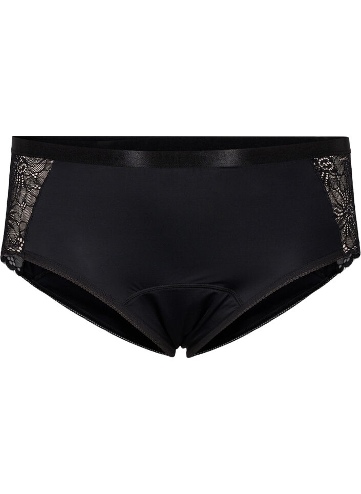 Menstruatie slipje met kant en normale taille, Black, Packshot