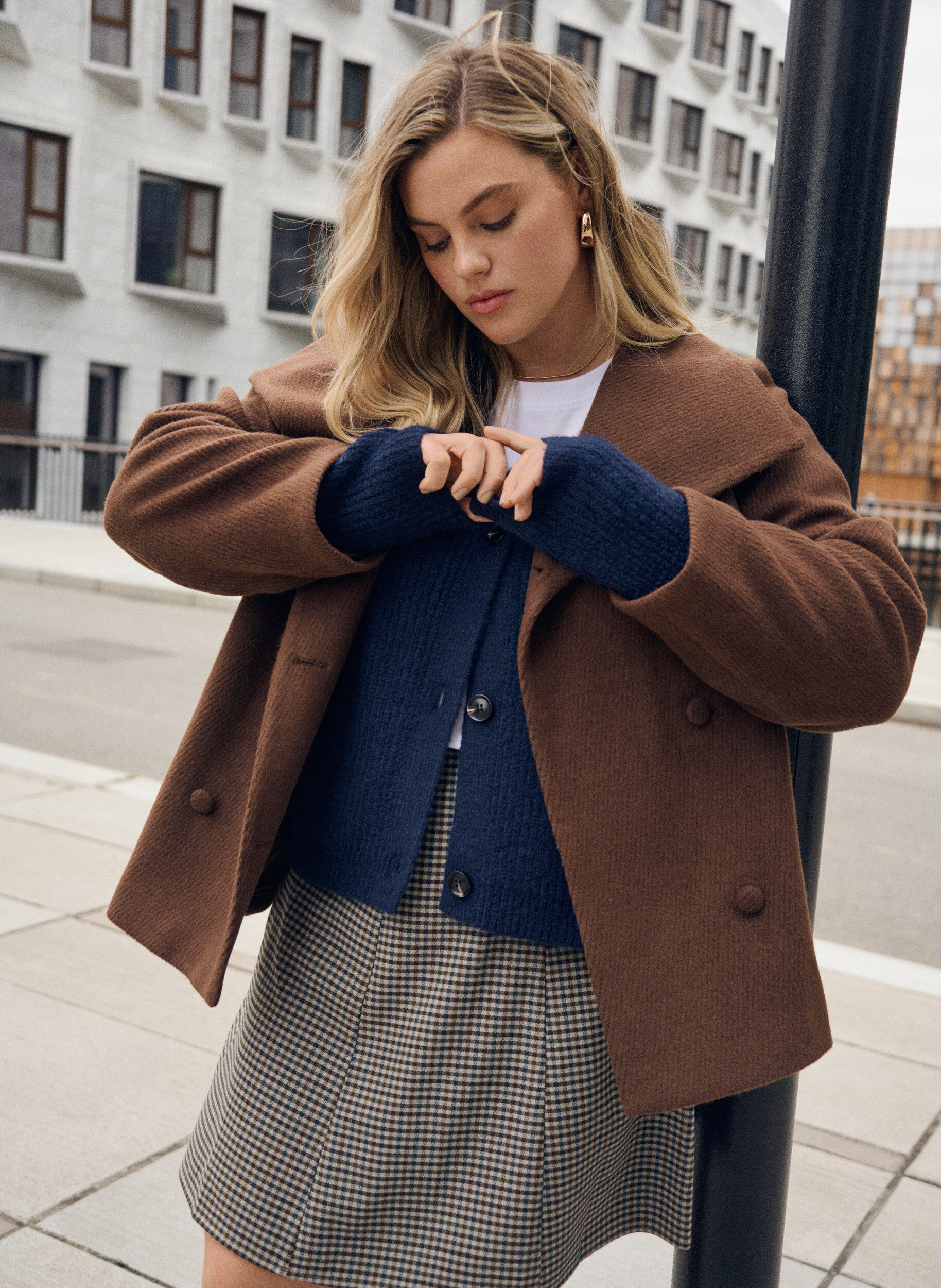 ZizziV-hals cardigan van breisel, Blauw, Image image number 0