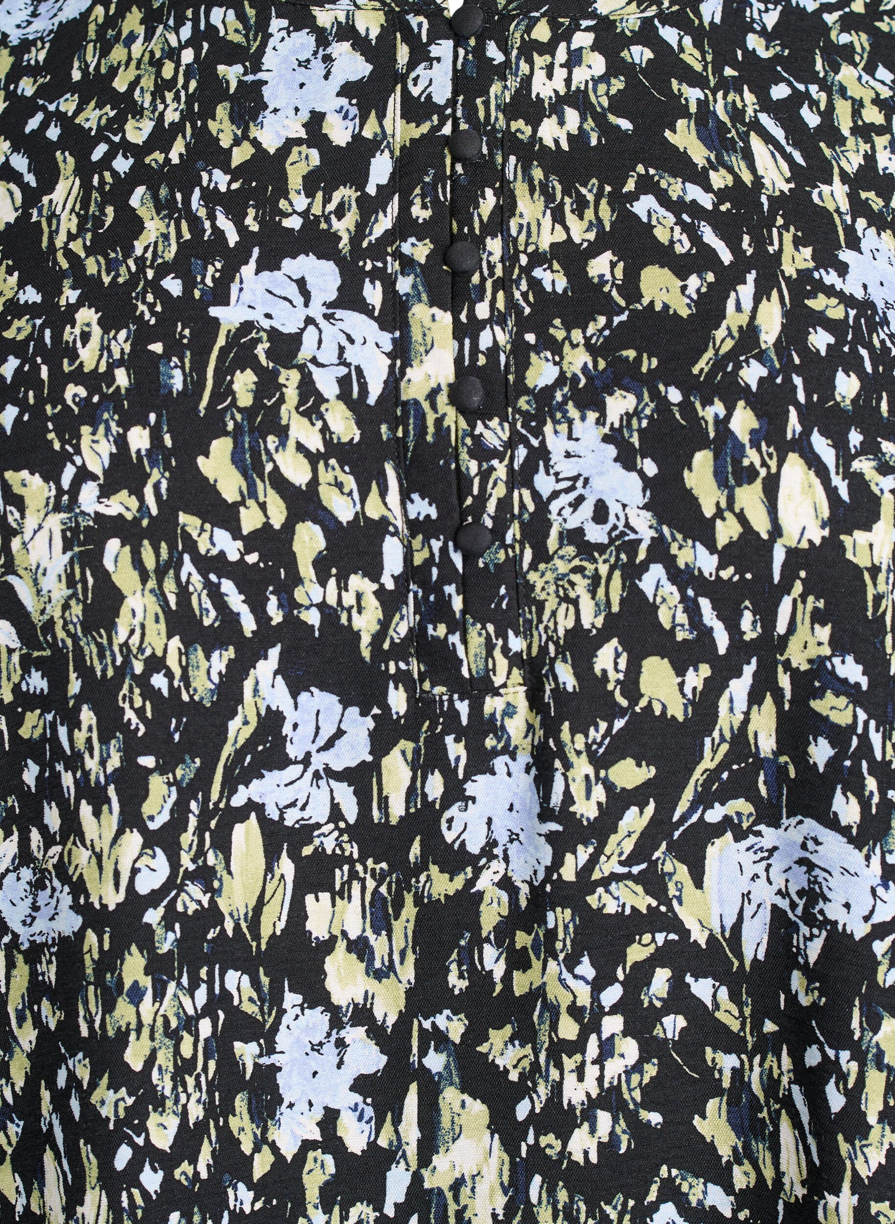 ZizziBlouse met lange mouwen met patroon en knopen, Zwart, Packshot image number 2