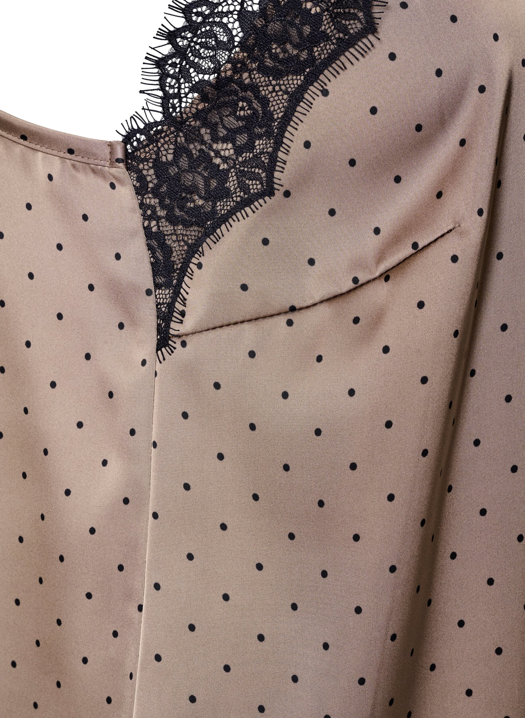 ZizziTop &agrave; fines bretelles avec dentelle et ourlet asym&eacute;trique, Beige, Packshot image number 3