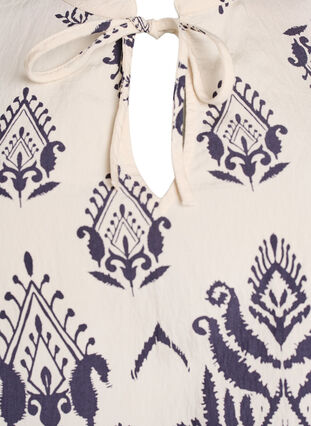 ZizziMouwloze blouse met ruche en print, Birch Black AOP, Packshot image number 2