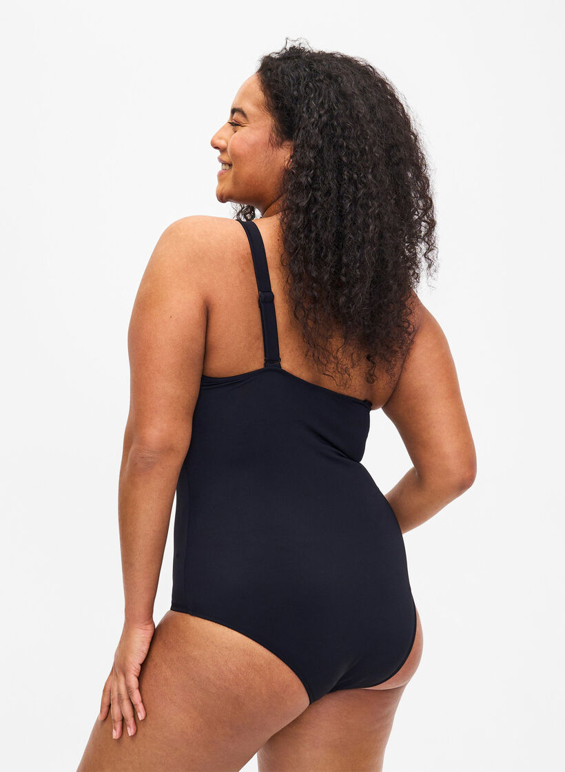 Badpak met asymmetrische halslijn, Black, Model