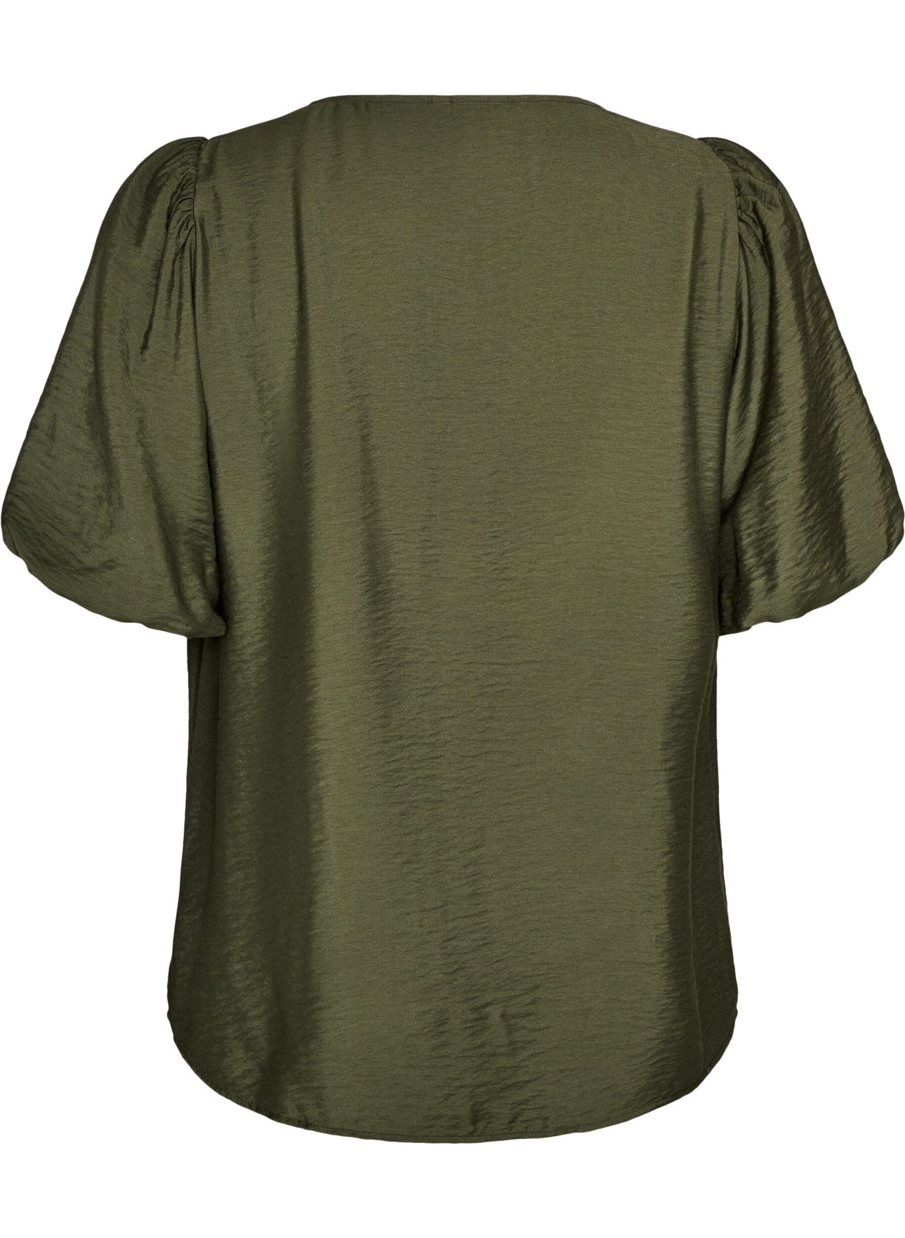 ZizziBlouse met ballonnenmouwen en V-hals, Groen, Packshot image number 1