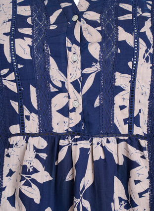 ZizziKorte viscose jurk met kanten afwerking en een A-lijn snit, Blauw, Packshot image number 2