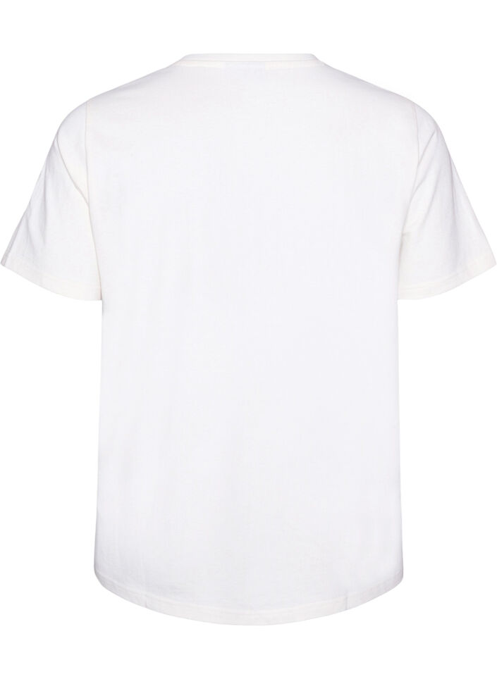 Katoenen T-shirt met tekstprint, Wit, Packshot image number 1