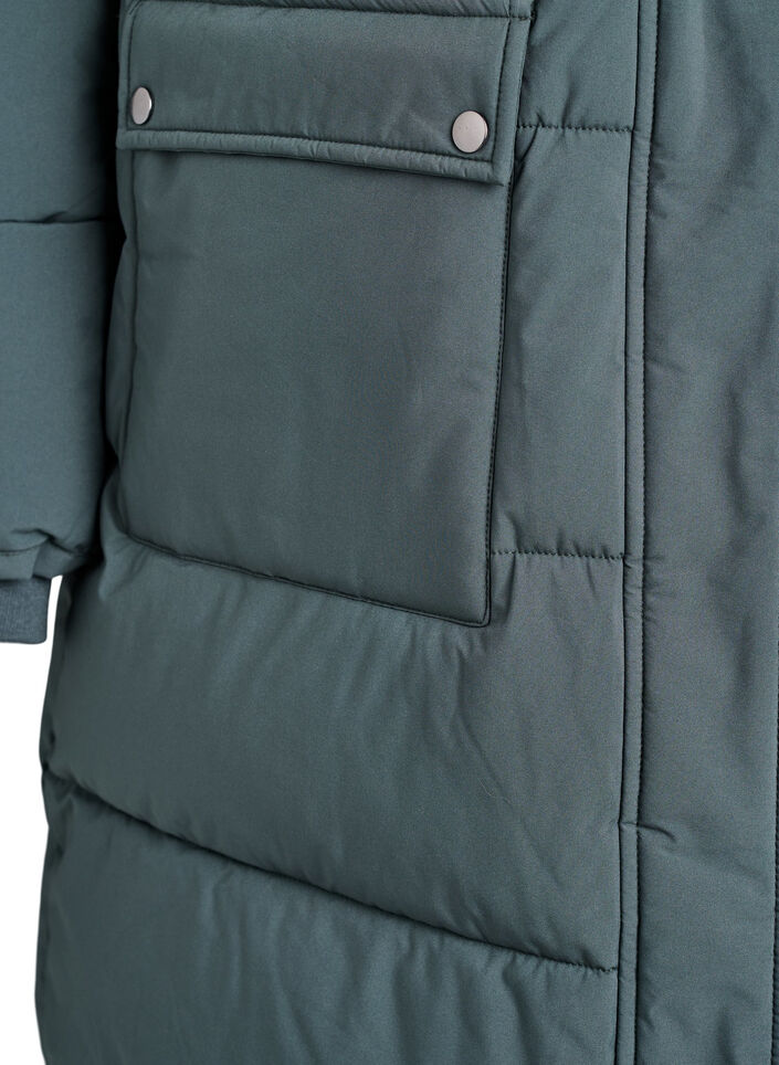 Waterafstotende parka met imitatiebontkraag, Groen, Packshot image number 3