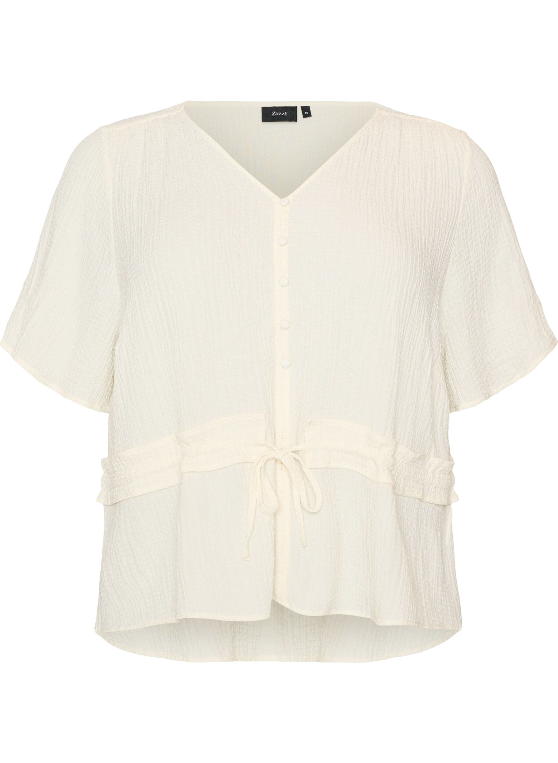 Blouse met textuur en een strik in de taille
