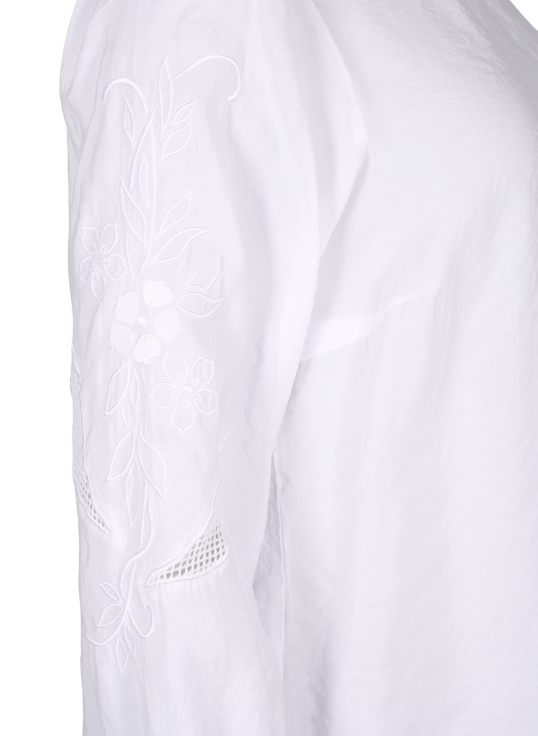 ZizziBlouse van Tencel&trade; Modal met geborduurde details, Bright White, Packshot image number 3
