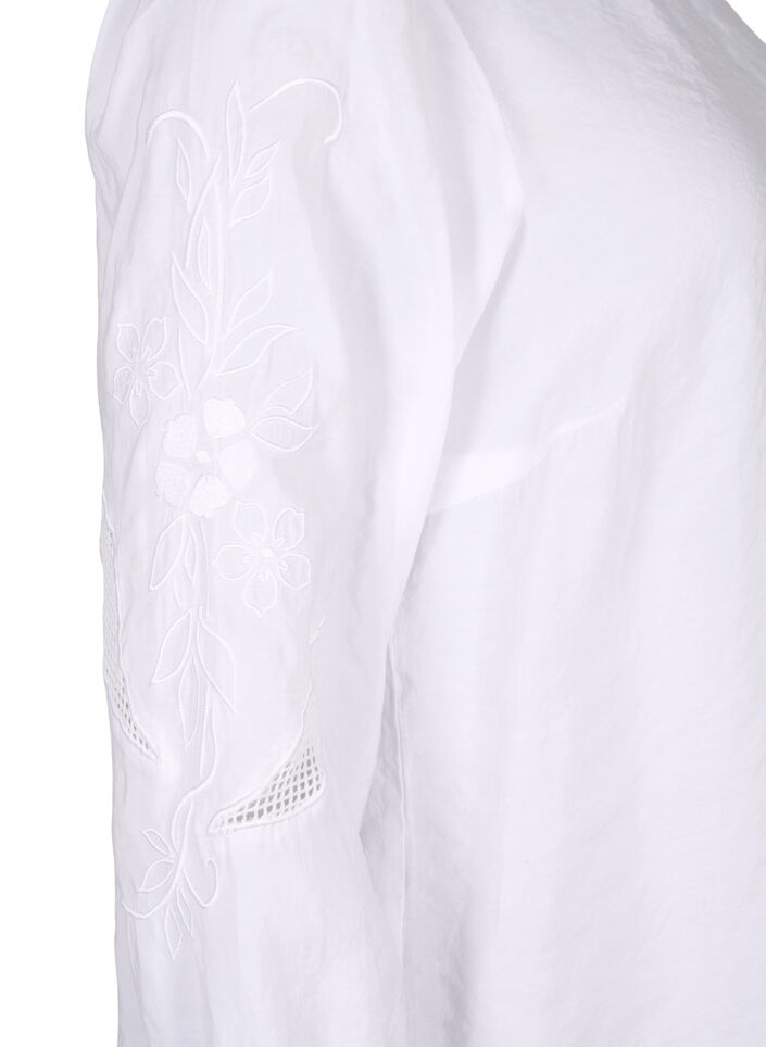 Blouse van Tencel&trade; Modal met geborduurde details, Bright White, Packshot image number 3