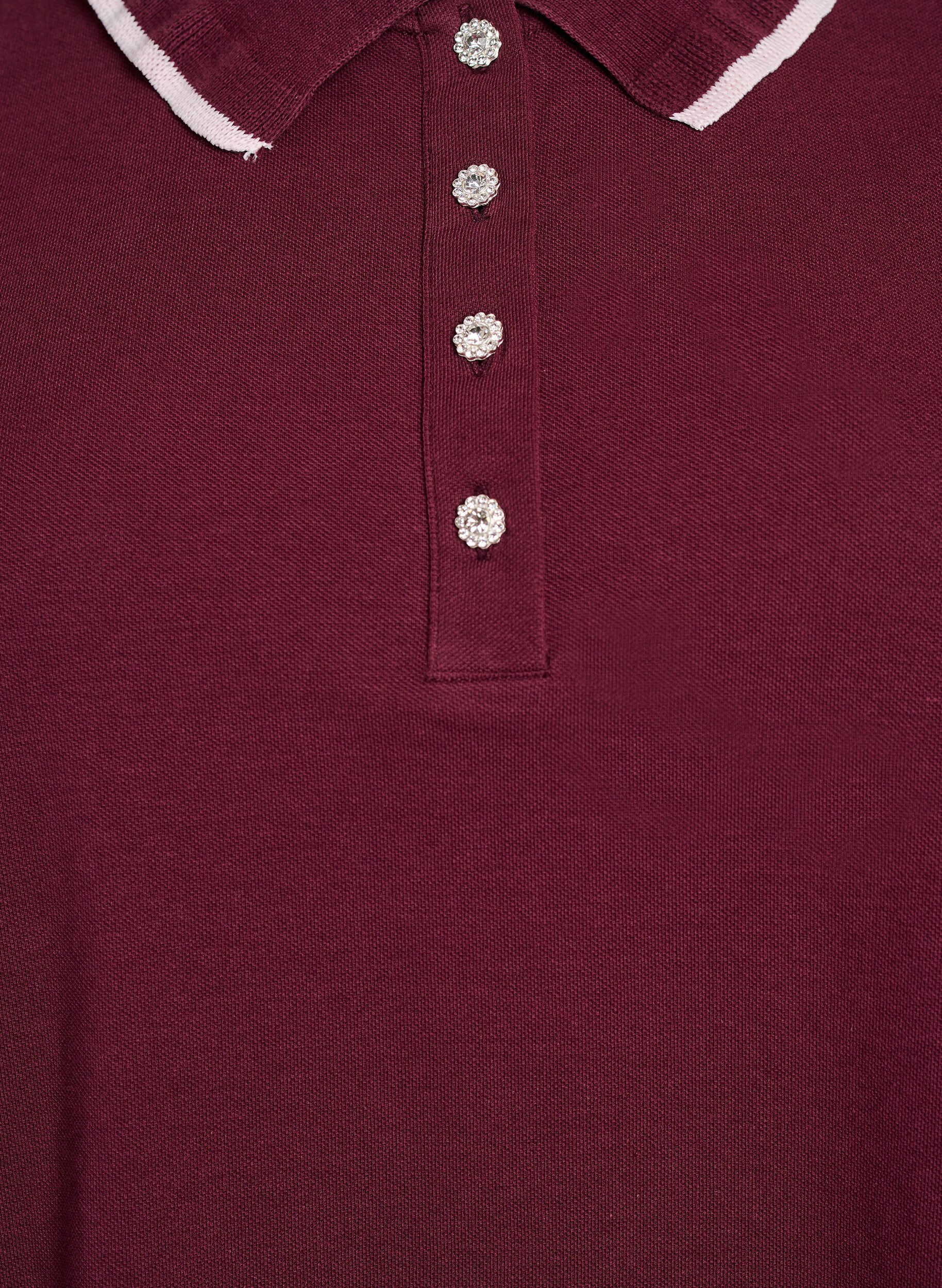 ZizziPolo shirt met strass knopen en ruches., Rood, Packshot image number 2
