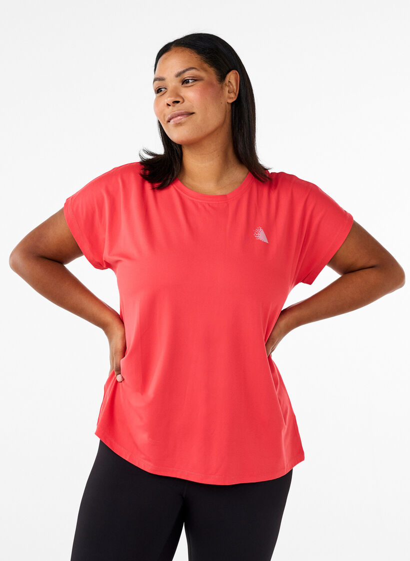Effen gekleurd T-shirt voor sporten, Rood, Model image number 0