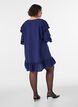 Viscose jurk met ruches en strikbandjes, Blauw, Model image number 2