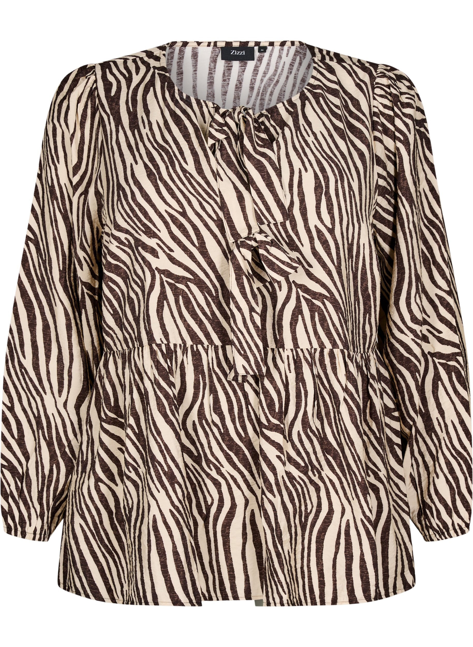 Peplum blouse met strik en zebraprint