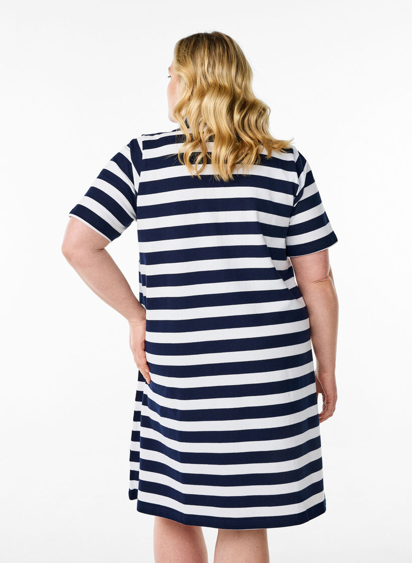 Korte A-lijn polojurk, Blauw, Model image number 2