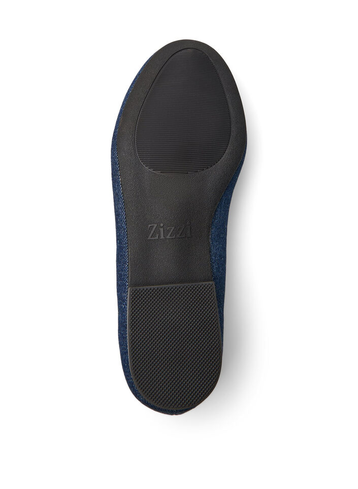 Wide fit - Denim ballerina met strik, Blauw, Packshot image number 4