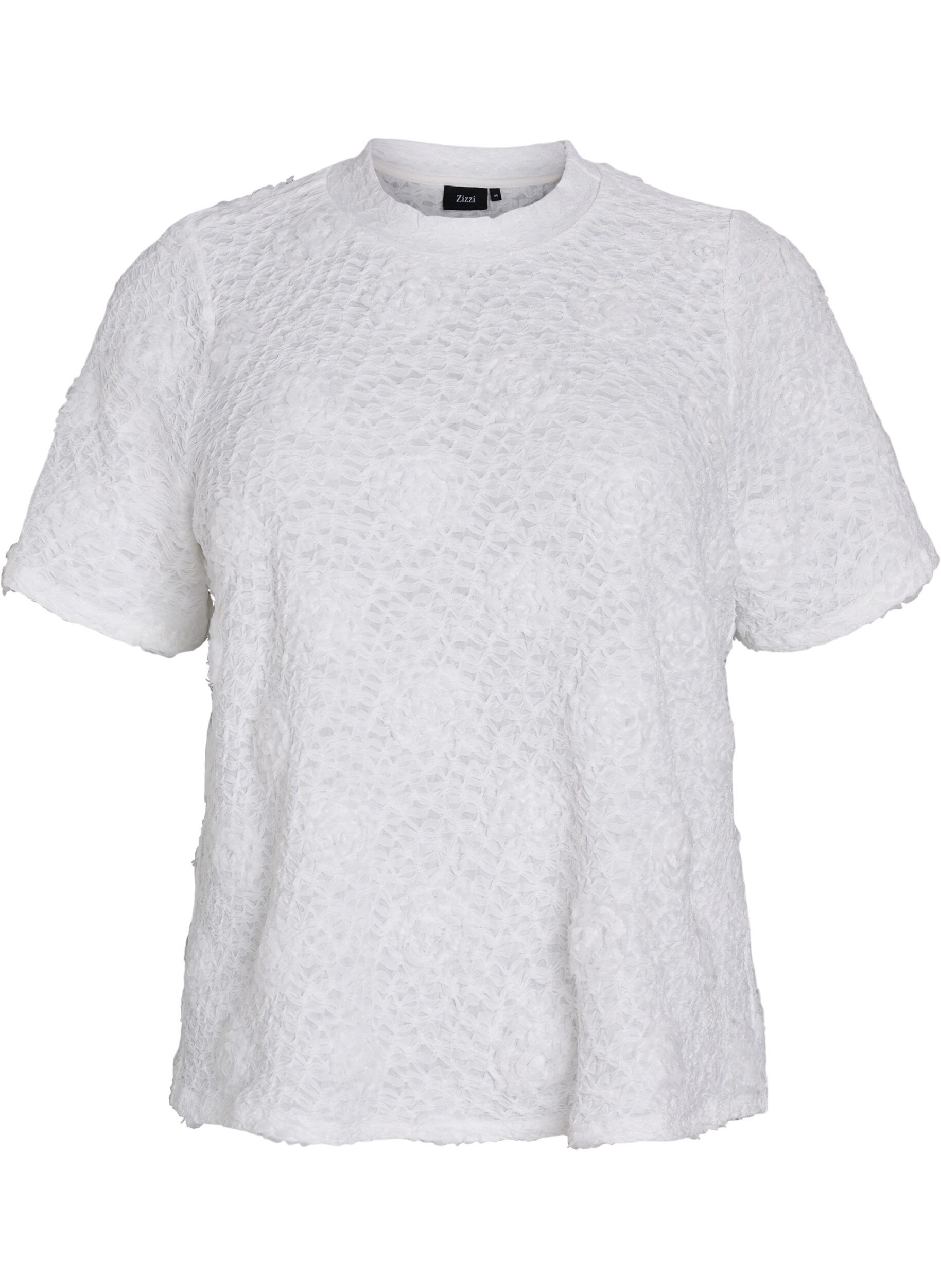 Blouse met 3D-bloemen en korte mouwen