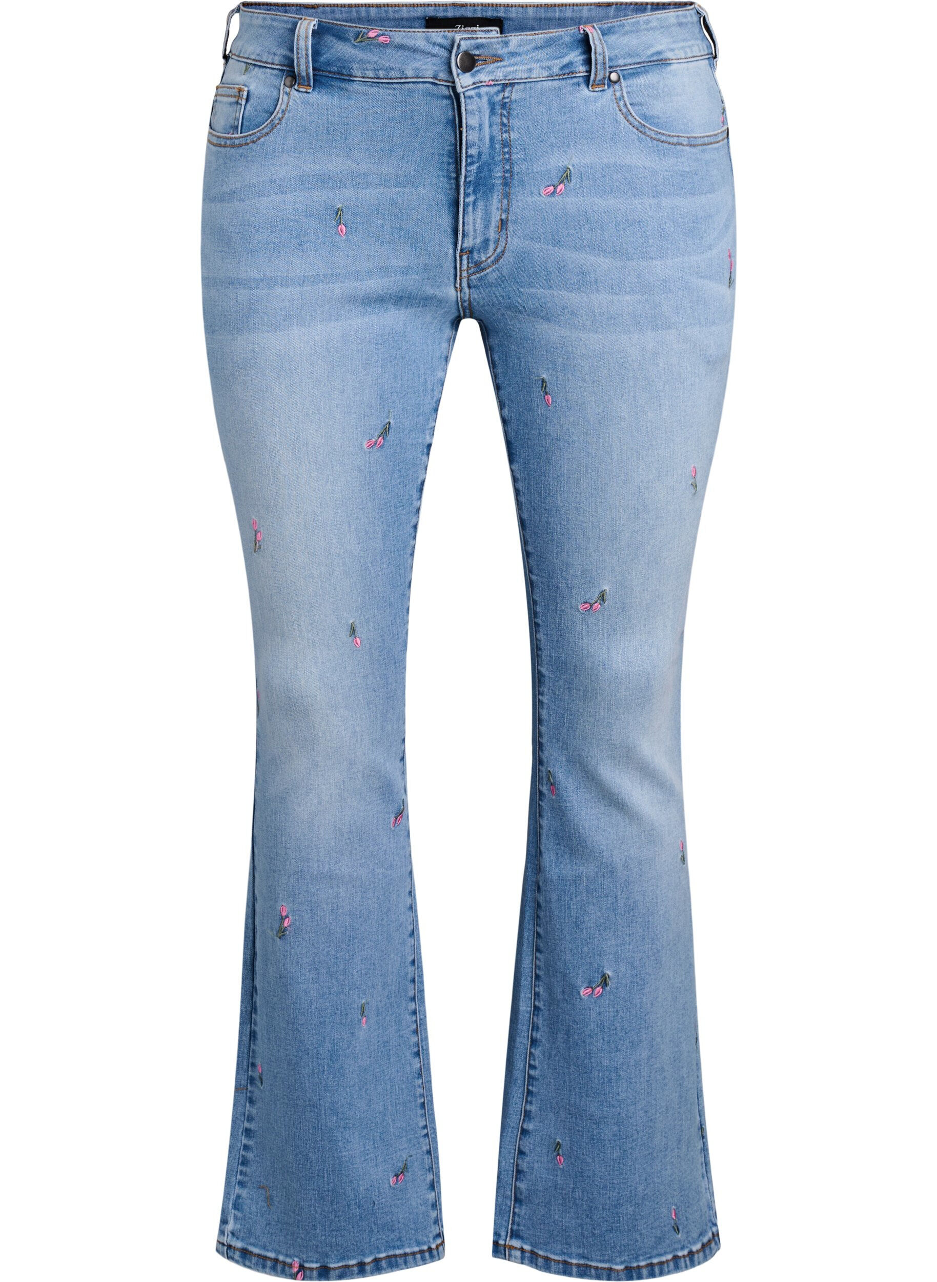 Bootcut jeans met geborduurde bloemen