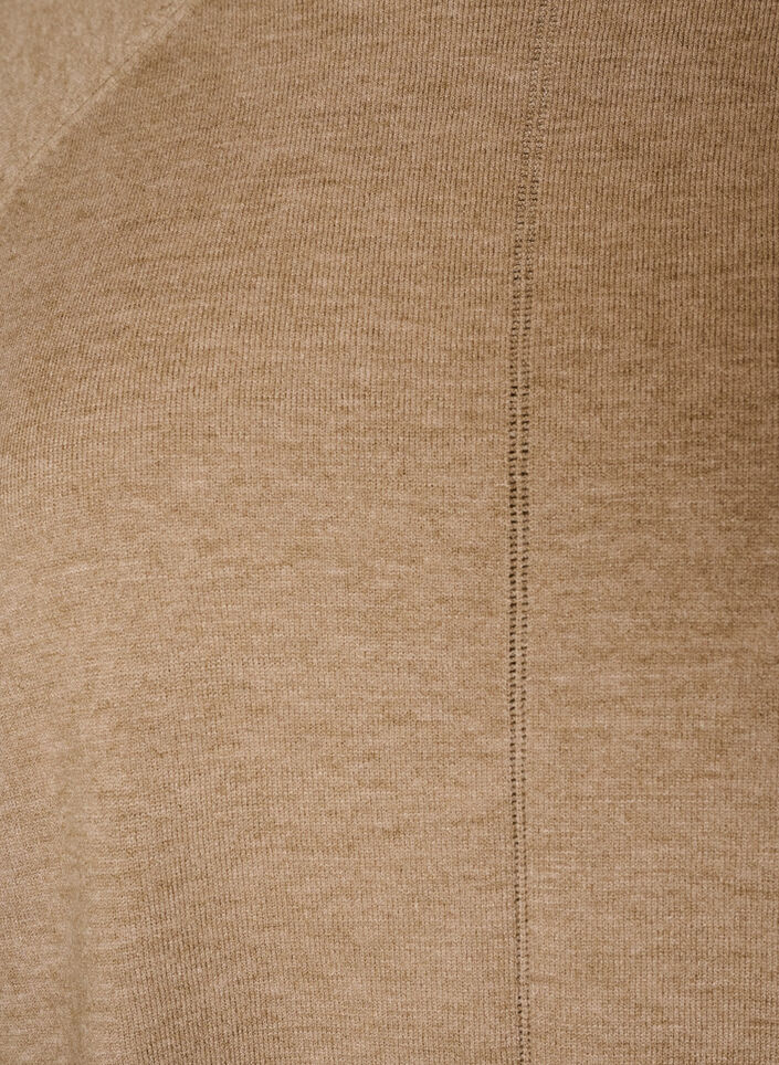 Gebreide top met ronde hals en ingebreid patroon, Beige, Packshot image number 2