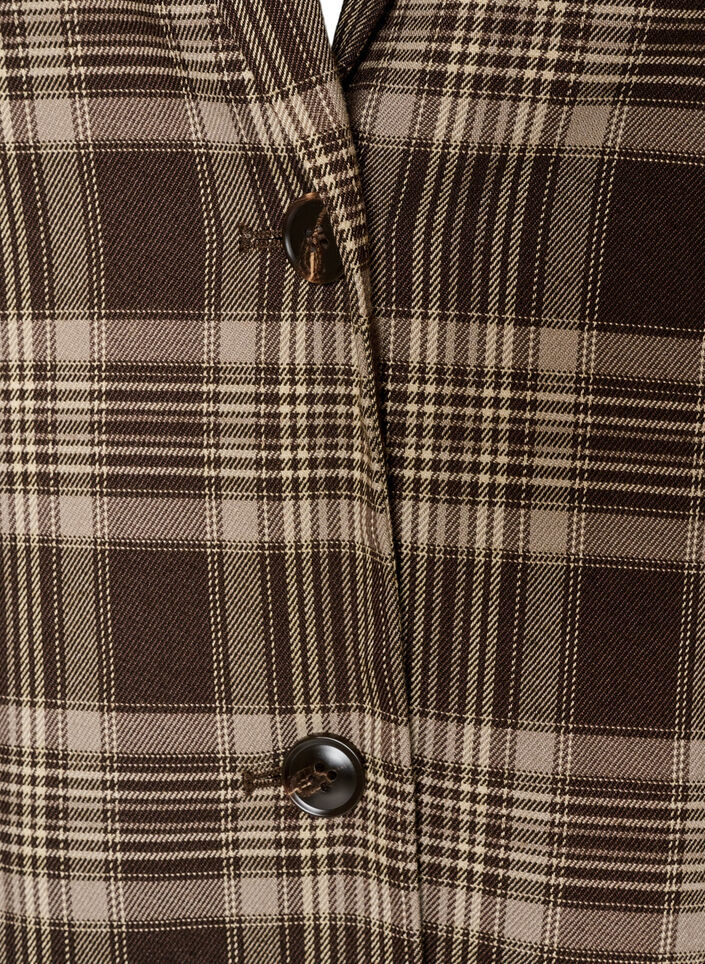 Geruite blazer met zakken en split achteraan, Bruin, Packshot image number 2