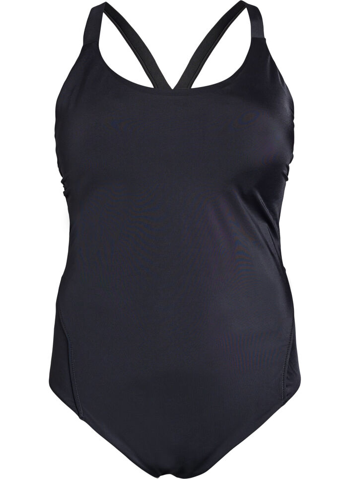 Badpak met detail op de rug, Zwart, Packshot image number 0