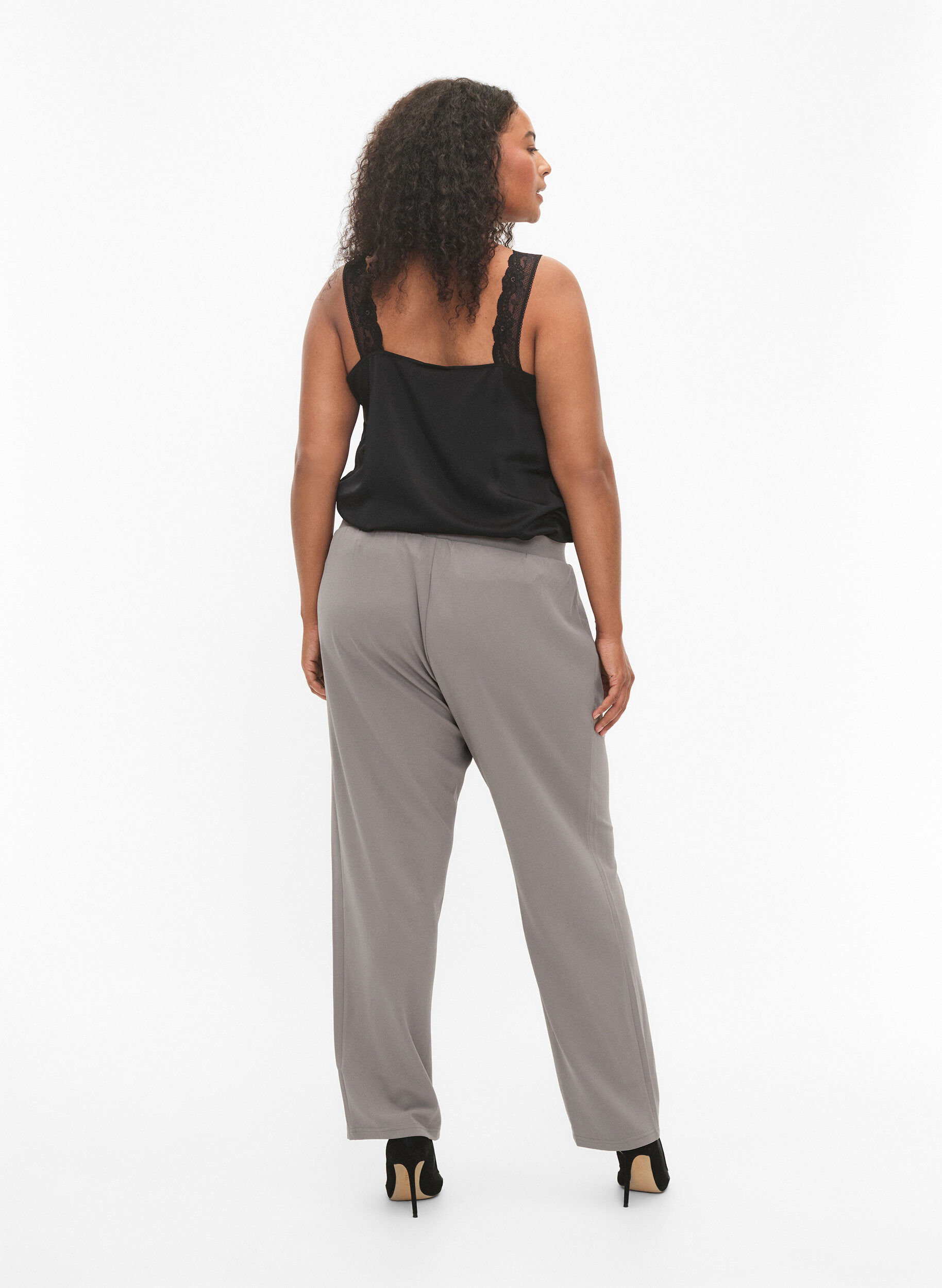 Zizzi Pantalon &agrave; coupe droite, Beige, Model image number 1