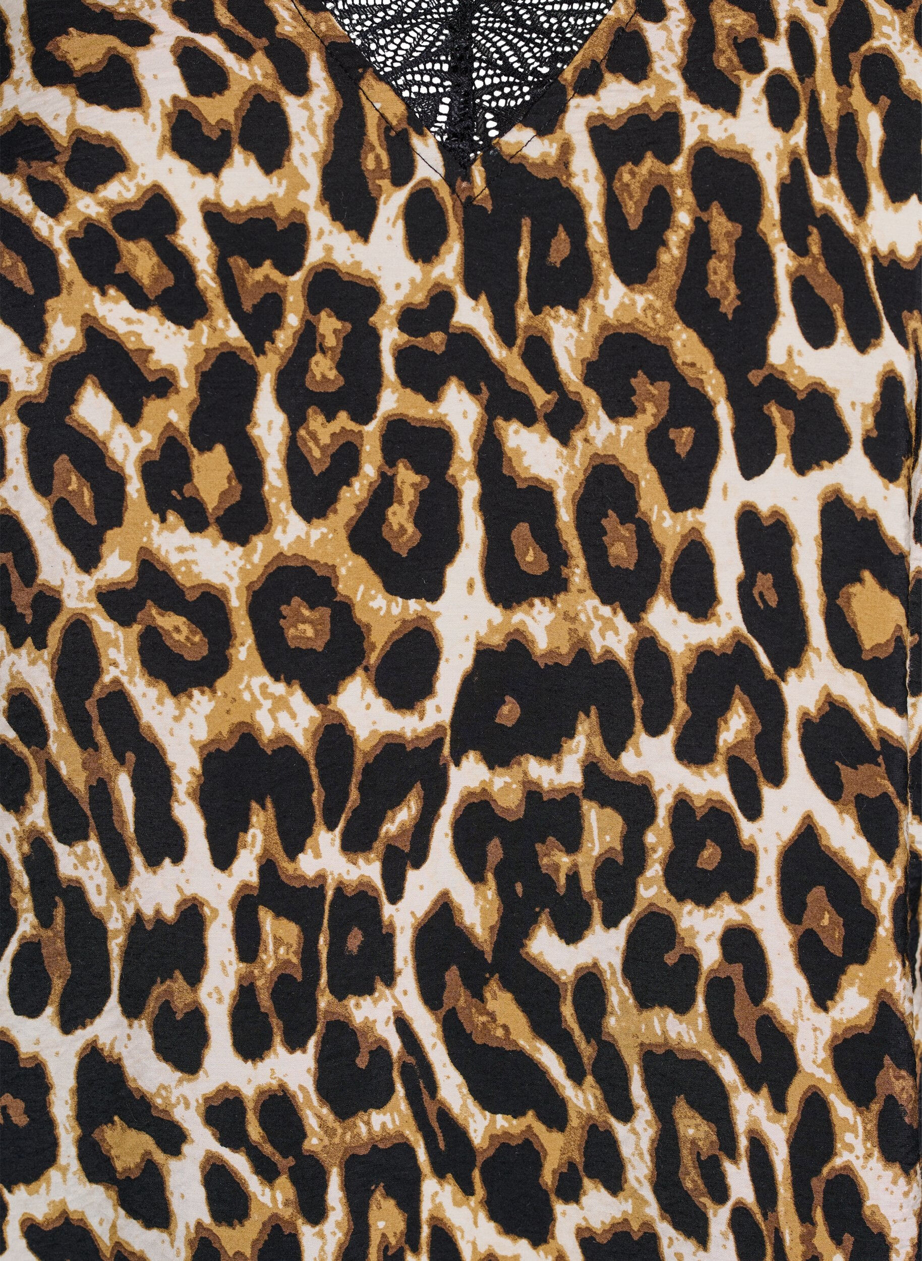 ZizziViscose blouse met korte mouwen en kanten rand, Bruin, Packshot image number 2