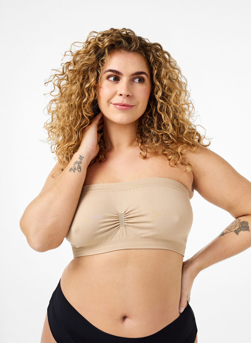 Bandeau topje, Nude, Model