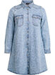 Denim jurk met hartjespatroon, Blauw, Packshot image number 0