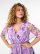 Lange chiffon jurk met bloemenprint en korte mouwen, Paars, Model image number 2