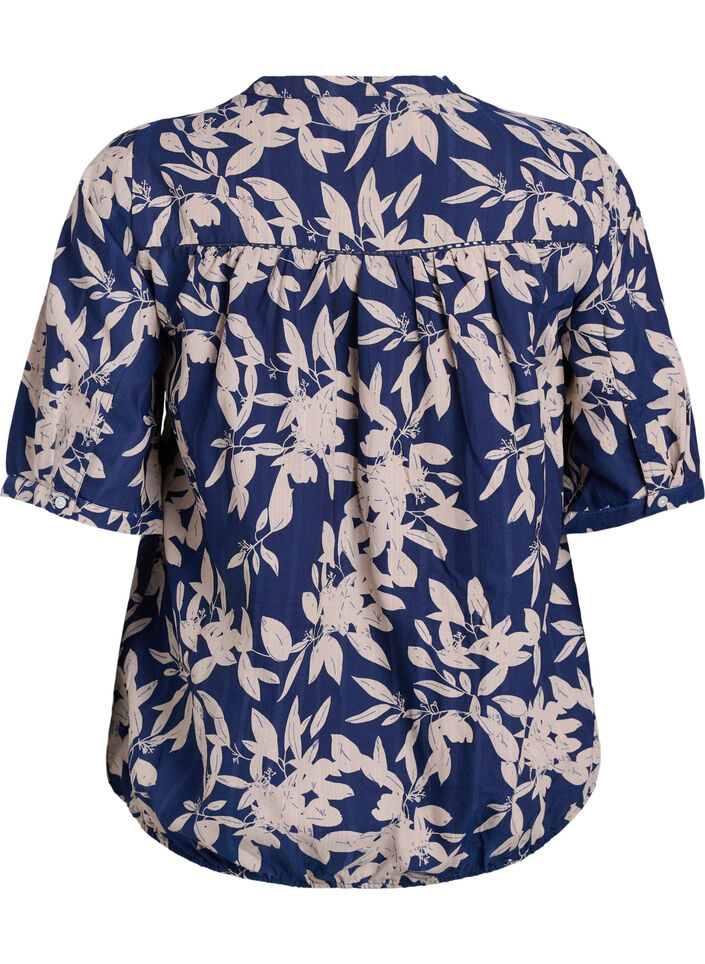 Blouse met print en 1/2 mouwen, Blauw, Packshot image number 1