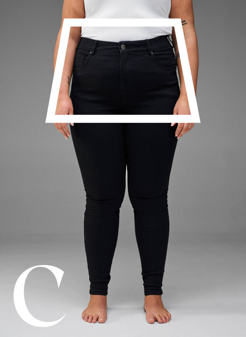 Super smalle jeans met hoge taille, Black, Model