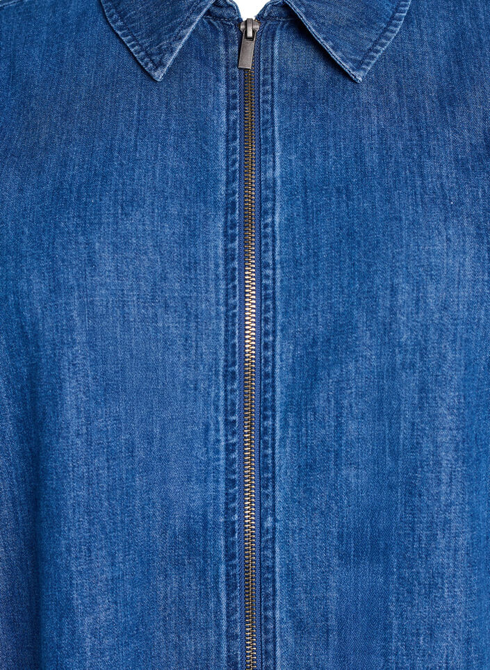 Korte denim jurk met rits, Blauw, Packshot image number 2