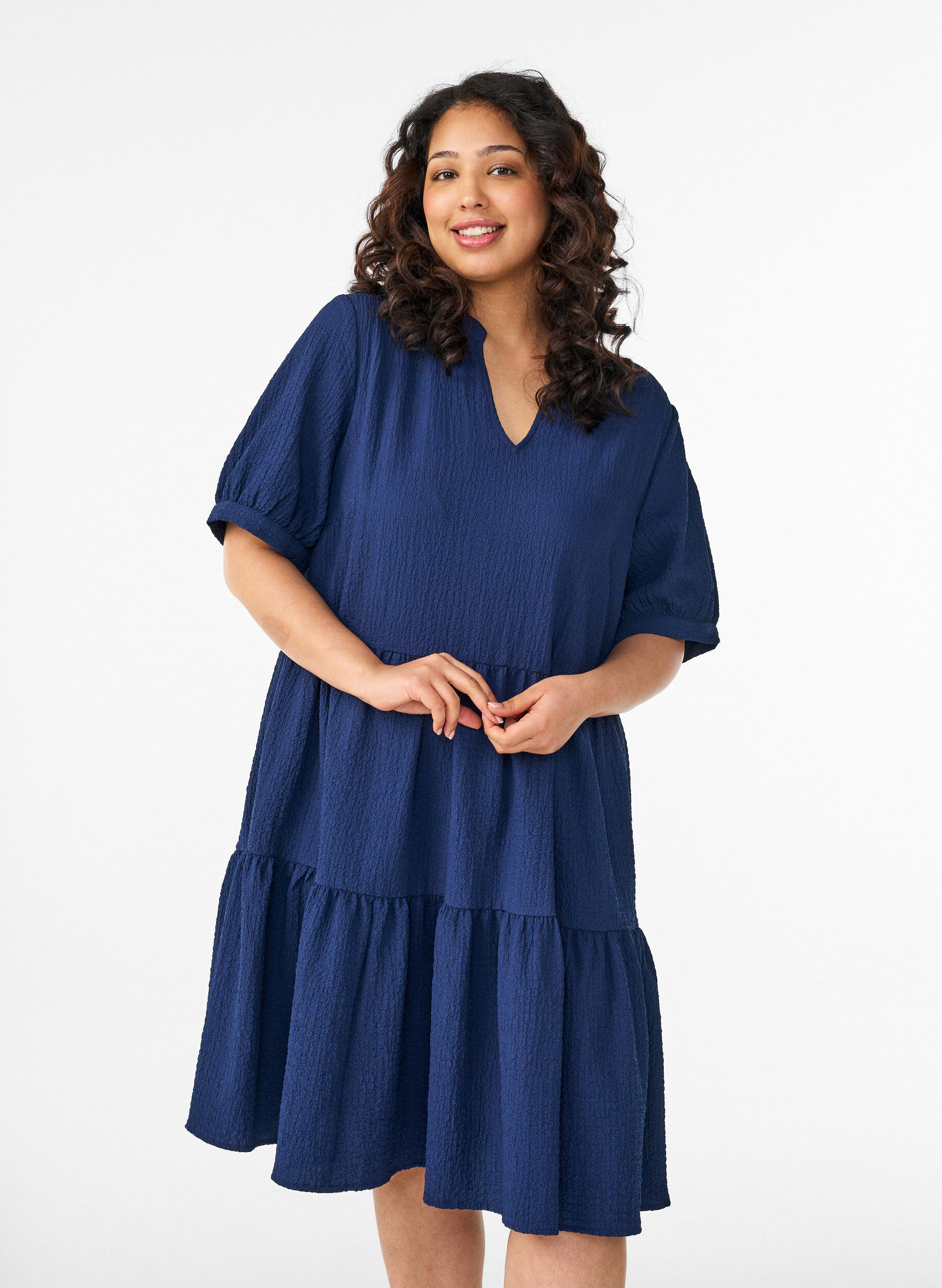 Korte A-lijn jurk, Blauw, Model