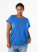 T-shirt met korte mouwen in een katoenmix, Blauw, Model image number 0