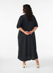 Midijurk met V-hals en textuur, Zwart, Model image number 1