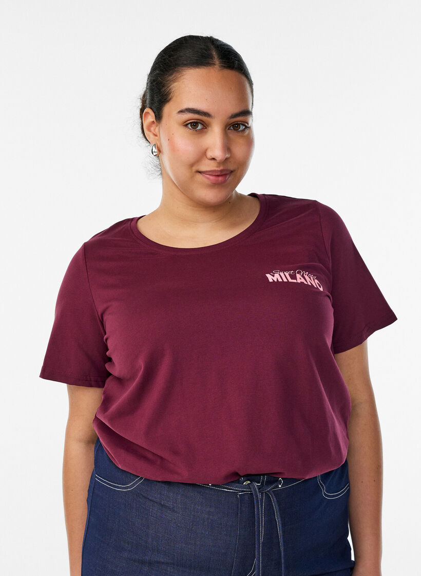T-shirt met motief, Rood, Model image number 0
