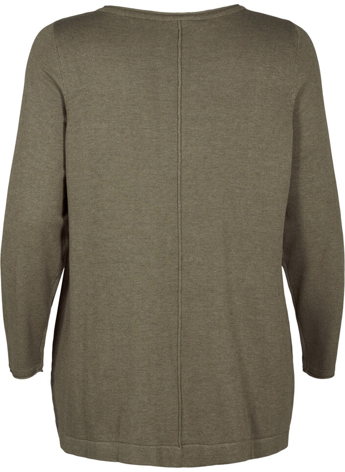 Gebreide blouse gemaakt van katoen en viscose., Groen, Packshot image number 1