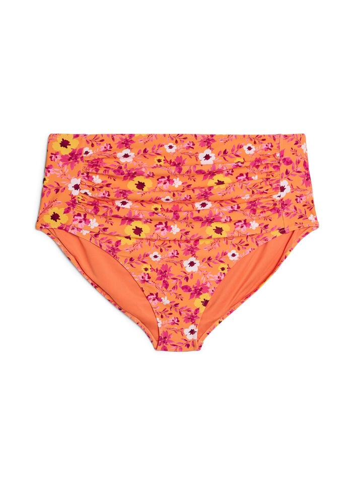 Hoge taille bikinibroekjes met patroon, Oranje, Packshot image number 0