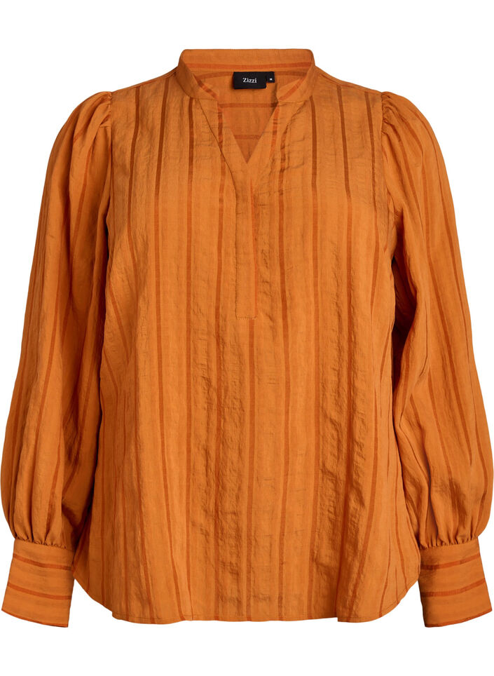 Blouse met verticale strepen, Pumpkin Spice, Packshot