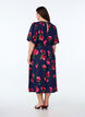 Midi-jurk met rozenprint en korte ballonmouwen, Blauw, Model image number 2