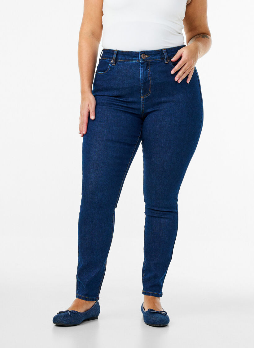Amy jeans met een hoge taille en super slanke pasvorm, Blauw, Model image number 2