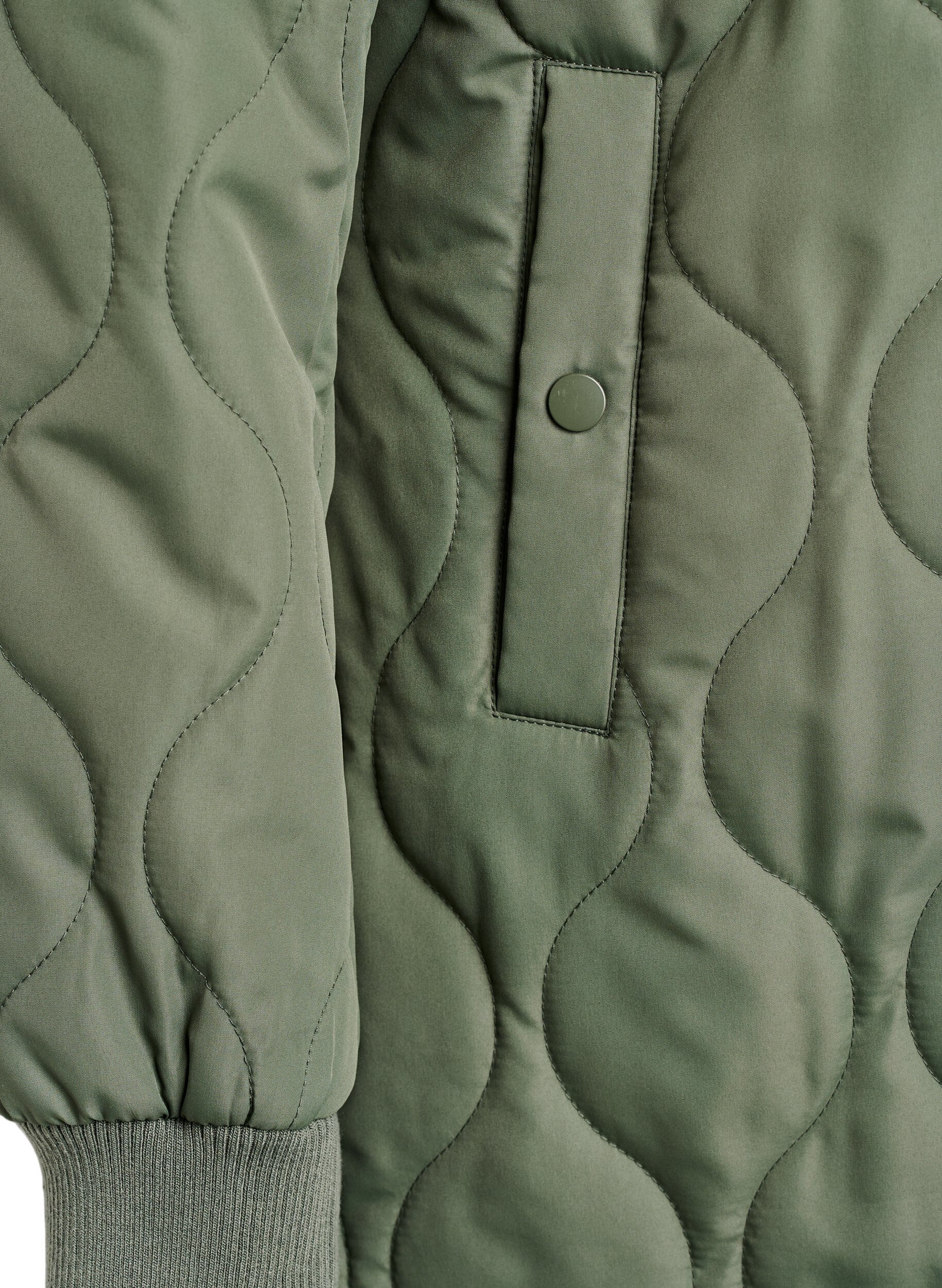 ZizziHalflange gewatteerde jas met capuchon, Groen, Packshot image number 3