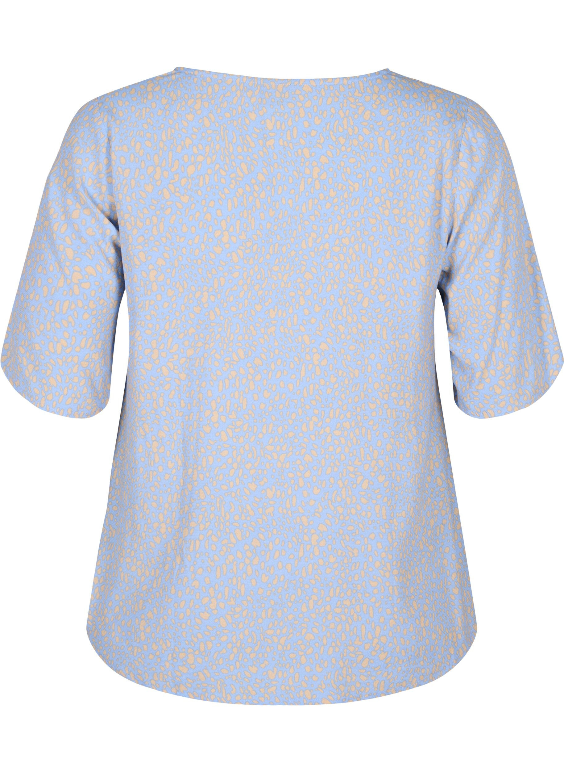 ZizziV-hals blouse van viscose met print, Blauw, Packshot image number 1