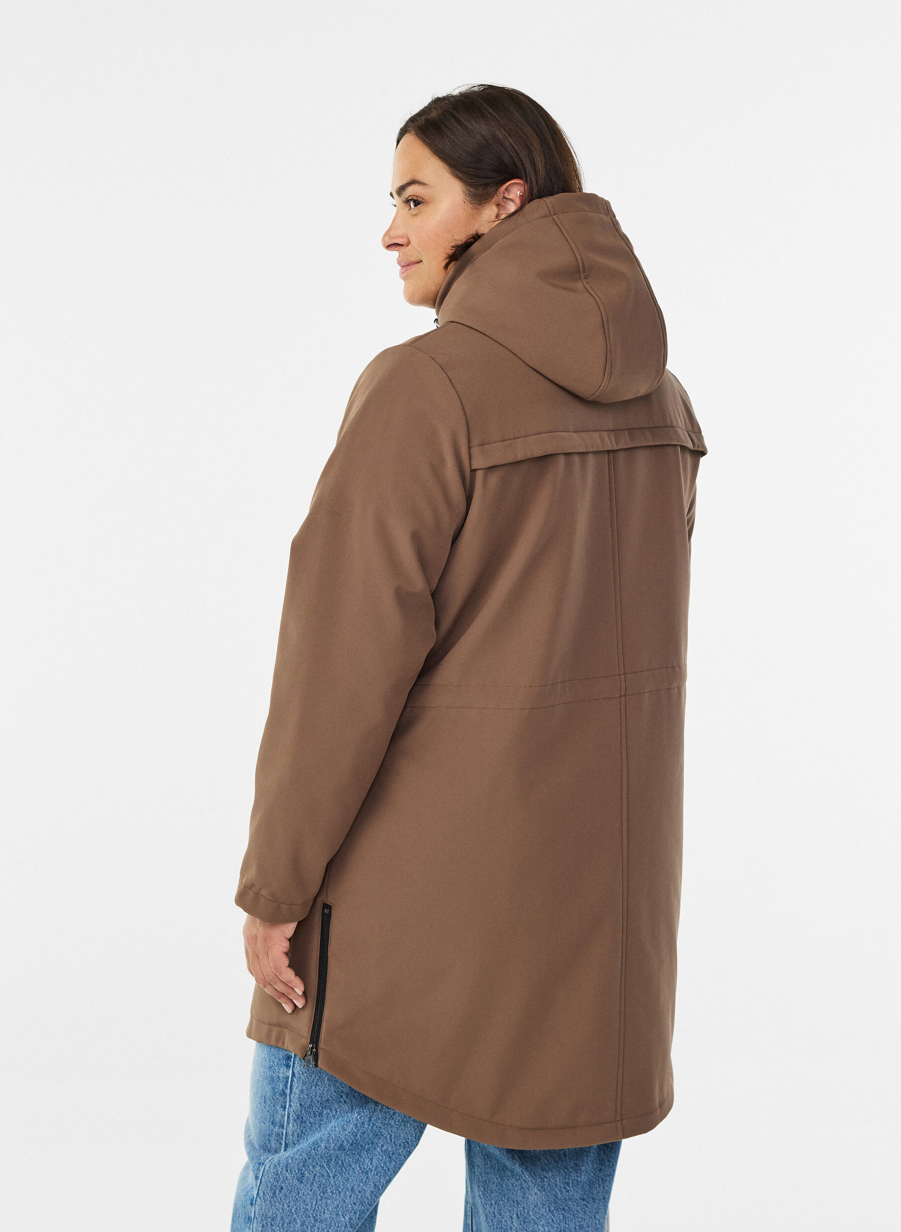 ZizziWaterafstotende softshell-jas met gewatteerde voering, Bruin, Model image number 2